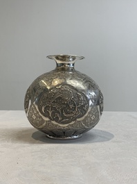 A fine silver vase with birds for the Turkish market, Egypt, dated 1936