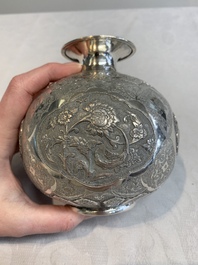 A fine silver vase with birds for the Turkish market, Egypt, dated 1936