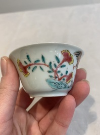 12 Chinese famille rose 'rooster' cups, Yongzheng/Qianlong