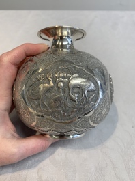 A fine silver vase with birds for the Turkish market, Egypt, dated 1936