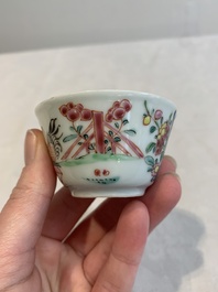 12 Chinese famille rose 'rooster' cups, Yongzheng/Qianlong
