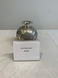 A fine silver vase with birds for the Turkish market, Egypt, dated 1936