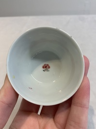 12 Chinese famille rose 'rooster' cups, Yongzheng/Qianlong