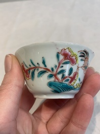 12 Chinese famille rose 'rooster' cups, Yongzheng/Qianlong