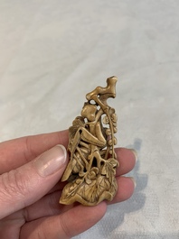 Four Chinese ivory carvings, 18th C.