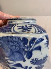 A pair of Chinese blue and white 'birds among blossoming branches' jars, Wanli