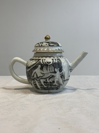 A rare Chinese gilt-decorated grisaille 'Danae and Cupid' 10-piece service, Qianlong