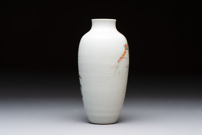 A Chinese famille rose 'deities' vase, Qianlong mark, 19/20th C.