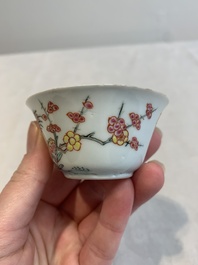 12 Chinese famille rose 'rooster' cups, Yongzheng/Qianlong