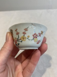 12 Chinese famille rose 'rooster' cups, Yongzheng/Qianlong