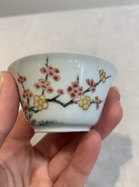 12 Chinese famille rose 'rooster' cups, Yongzheng/Qianlong