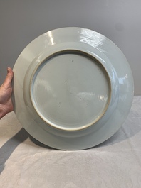 A rare Chinese export blue-and-white-enamelled 'swan' dish, Qianlong