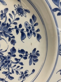 Two Chinese blue and white dishes and a plate, Yongzheng and later