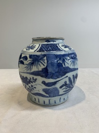 A pair of Chinese blue and white 'birds among blossoming branches' jars, Wanli