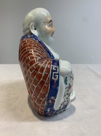 Four Chinese famille rose Milefo Buddhas, Wan Tongshun 萬同順 mark, 20th C.