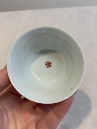 12 Chinese famille rose 'rooster' cups, Yongzheng/Qianlong