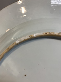 Two Chinese blue and white dishes and a plate, Yongzheng and later