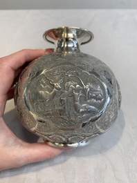 A fine silver vase with birds for the Turkish market, Egypt, dated 1936