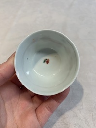 12 Chinese famille rose 'rooster' cups, Yongzheng/Qianlong