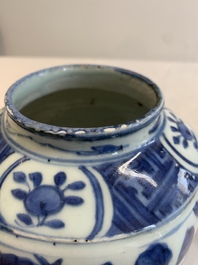 A pair of Chinese blue and white 'birds among blossoming branches' jars, Wanli