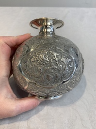 A fine silver vase with birds for the Turkish market, Egypt, dated 1936