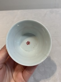 12 Chinese famille rose 'rooster' cups, Yongzheng/Qianlong