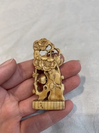 Four Chinese ivory carvings, 18th C.