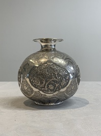 A fine silver vase with birds for the Turkish market, Egypt, dated 1936