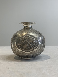 A fine silver vase with birds for the Turkish market, Egypt, dated 1936