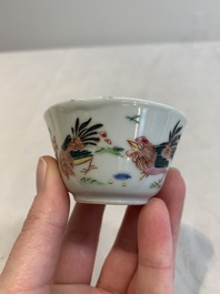 12 Chinese famille rose 'rooster' cups, Yongzheng/Qianlong