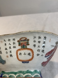 A pair of Chinese famille rose ''Wu Shuang Pu' tazzas, 19th C.