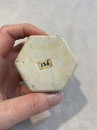 A rare Chinese famille rose reticulated hexagonal inkwell, Qianlong