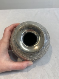 A fine silver vase with birds for the Turkish market, Egypt, dated 1936
