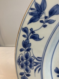 Two Chinese blue and white dishes and a plate, Yongzheng and later