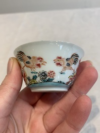 12 Chinese famille rose 'rooster' cups, Yongzheng/Qianlong