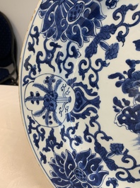 A Chinese blue and white armorial dish with the arms of Pelgrom for the Dutch market, Kangxi