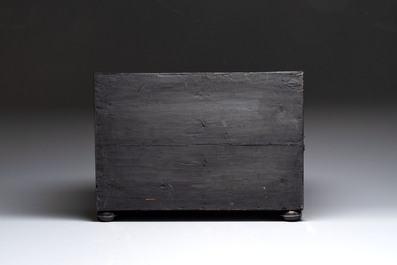 A fine ebony-veneered bone-inlaid cabinet, probably Italy, 19th C.