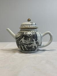 A rare Chinese gilt-decorated grisaille 'Danae and Cupid' 10-piece service, Qianlong