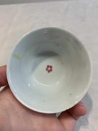 12 Chinese famille rose 'rooster' cups, Yongzheng/Qianlong
