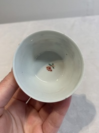 12 Chinese famille rose 'rooster' cups, Yongzheng/Qianlong