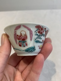 12 Chinese famille rose 'rooster' cups, Yongzheng/Qianlong