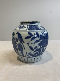 A pair of Chinese blue and white 'birds among blossoming branches' jars, Wanli