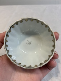 A rare Chinese gilt-decorated grisaille 'Danae and Cupid' 10-piece service, Qianlong