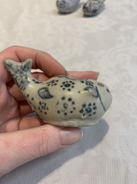 Three Annamese or Vietnamese blue and white fish-form water droppers, 15/16th C.