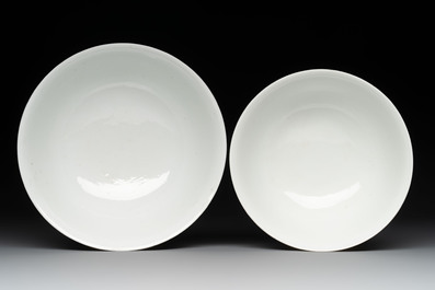 Three Chinese famille rose bowls with floral design, Qianlong, Guangxu and Jiangxi Ciye mark, 19/20th C.