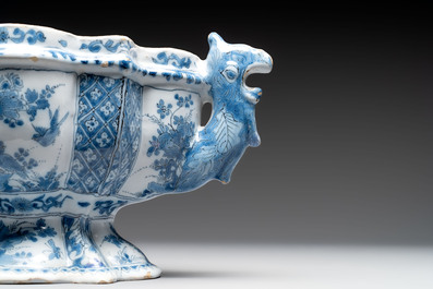 A rare and important blue and white Dutch Delft two-part tulip vase, late 17th C.