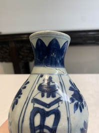 A Chinese blue and white 'flying horse' double gourd vase, Wanli