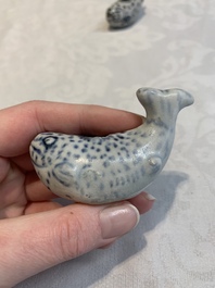 Three Annamese or Vietnamese blue and white fish-form water droppers, 15/16th C.