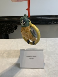 A polychrome Dutch Delft parrot, 19th C.