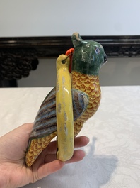 A polychrome Dutch Delft parrot, 19th C.